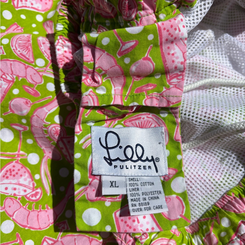 LILLY PULITZER Men’s Shrimp Preppy Pink Green Summer Beach Swim Trunks Size XL - Picture 4 of 8